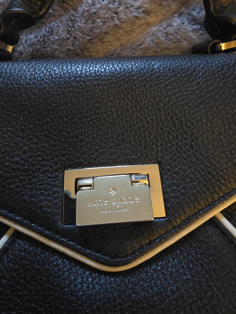 Kate Spade Black and Cream Top-Handle Women’s Satchel - Picture 3 of 9